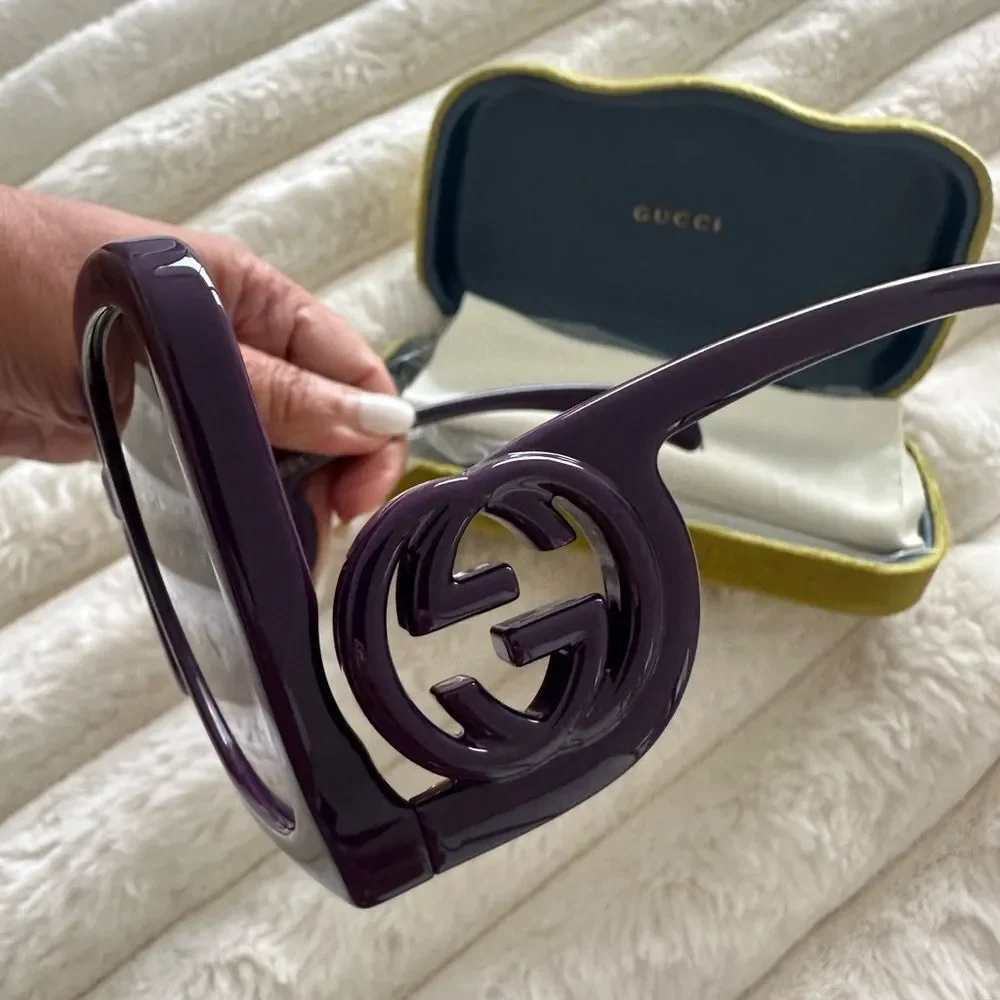 New Gucci Dark Purple Square Glasses